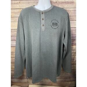 M&M’s Gray Long Sleeve Shirt XL Graphic Tee 3-Button Henley Style Candy Logo